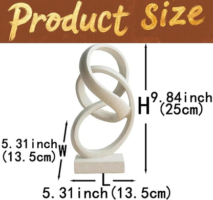 10" Modern Abstract Ribbon Decorative Sculpture, Knot Sculptures,Home Decor,Coffee Table Statues,Dining Living Room Desk Decor（White）