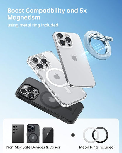 SYNCWIRE for MagSafe Ring Phone Holder, 360° Rotation Magnetic Cell Phone Grip Dual-Sided Magnets Phone Ring Kickstand Compatible with iPhone 17 16 15 14 13 12 Pro Max MagSafe, Android, Samsung etc.