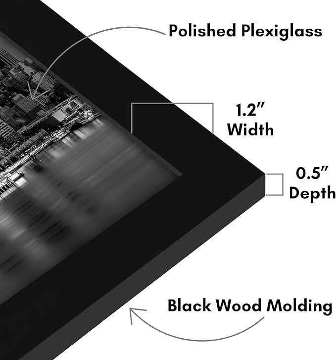 Americanflat 13x36 Picture Frame with Polished Plexiglass - Black Picture Frame - Wide Photo Frames Made of Engineered Wood for Vertical or Horizontal Wall Display - Epic Collection - Black