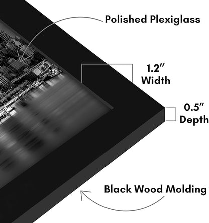 Americanflat 13x36 Picture Frame with Polished Plexiglass - Black Picture Frame - Wide Photo Frames Made of Engineered Wood for Vertical or Horizontal Wall Display - Epic Collection - Black