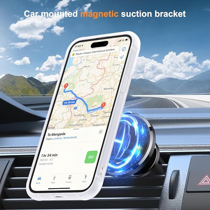 Compatible with iPhone 15 Case with Invisible Magnetic O-Ring Stand Military-Grade Phone Case for iPhone 15 6.1" [Compatible with Mag-Safe][Great Grip Feeling],Translucent