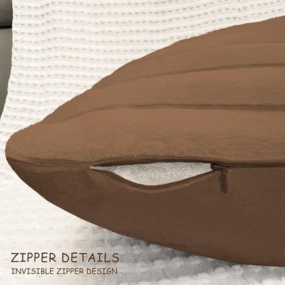 2 Pack 24x24 Pillow Cover Velvet Pillow Covers, Faux Fur Square Throw Pillow Covers for Living Room Decorations Throw Pillow Case, Throw Pillow Cover Cushion Cover for Sofa Bedroom Car, Brown