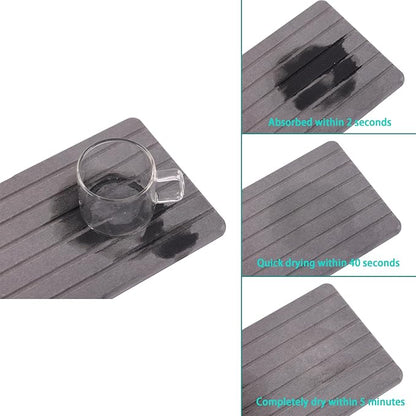 2 PCS Water Absorbent Diatomite Coasters Rectangle, Grooved Design, Water Absorbing Stone Used for Hand Soaps & Plants & toiletries in The Modern Home