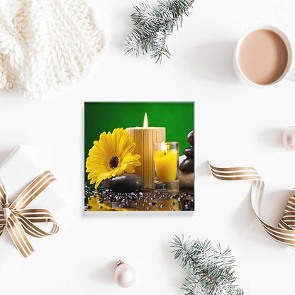 Square Desktop Ornaments Sunflower,Candles Pebble on The Water Acrylic Appreciation Presents for Coworkers - Supervisor Presents for Women - Thank You Teacher Presents
