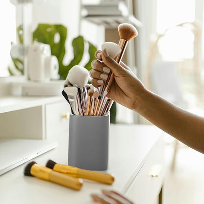 Pen Holder, 2 Pack Pencil Holder for Desk ,Ceramic Pencil Cup Desk Organizer, Makeup Brush Holder Cute, Stationery Accessories for Office, School, Home (Matte gray)