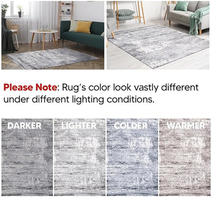 Keen Home Design Area Runner Rugs - 2x12 Non-Shedding, Abstract Runner for Kitchen, Living Room, Bedroom, Dining Room, Entryway - Size: 2'8" x 11'11", Abstract Cream/Grey