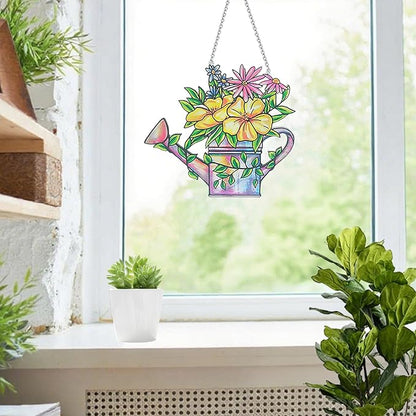 Flower Sun Catchers Indoor Window, Stained Glass Suncatcher Window Hanging, Flower Suncatchers for Nana/Mom/Women (UV Printed)