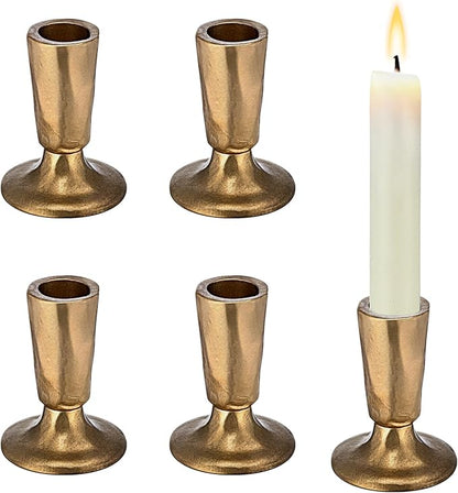 Mumufy Set of 4 Brass Taper Candle Holders Antique Vintage Candlestick Holders Brass Iron Taper Candlestick Decorative Candle Stand Decor for Weddings Dining Parties Timeless Decor Accent