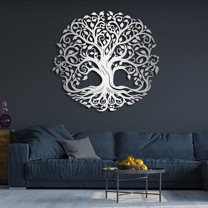 Yemwot Metal Tree of Life Wall Decor, Circle of Life Metal Tree Wall Art, Branch Art, Spiritual Decor, Modern Sculpture Decoration, Living Room Bedroom Decoration (Gold-Tree 2, 39"x 36"| 100x91cm)