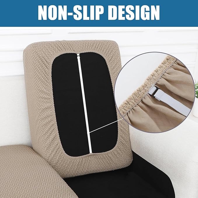 Smiry Waterproof Couch Cushion Covers, Stretch Jacquard Thick Sofa Cushion Covers, Washable Seat Slipcover Elastic Furniture Protector for Pets, Kid (2PC, Camel)