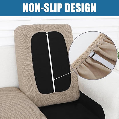 Smiry Waterproof Couch Cushion Covers, Stretch Jacquard Thick Sofa Cushion Covers, Washable Seat Slipcover Elastic Furniture Protector for Pets, Kid (Large, Camel)