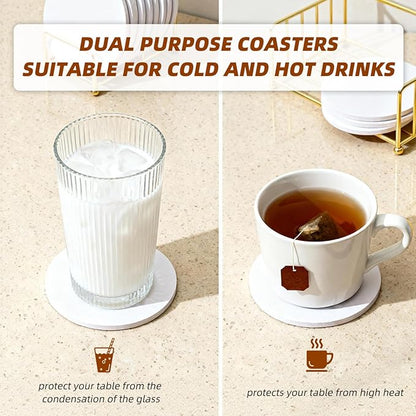 Coasters Set of 6 Ceramic Drink Coaster with Cork Base Modern Style Coasters for Mugs and Cups Office Kitchen 4 in