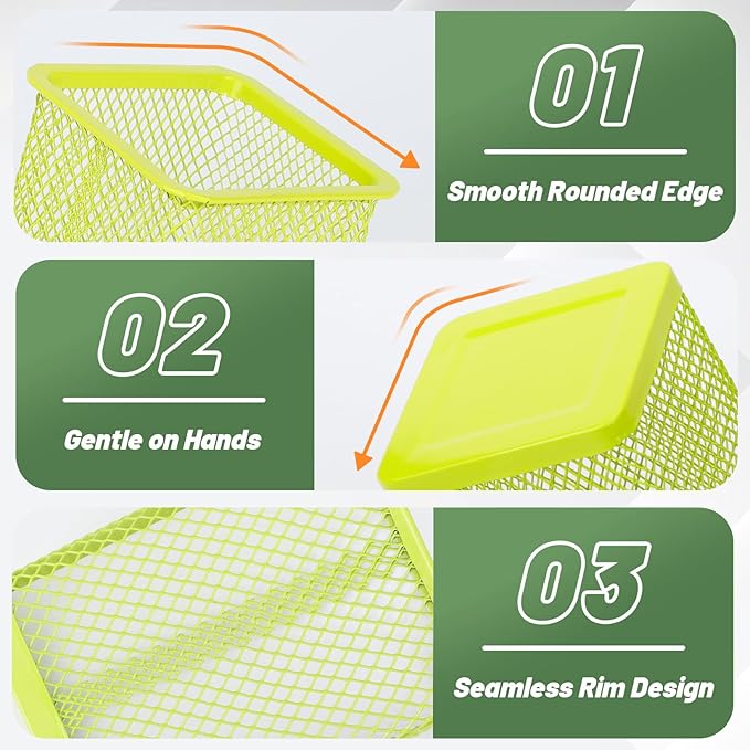 Segarty Pen Cup Holder, 6 Pack Square Light Green Pen Holder for Desk, Cute Mesh Pencil Cups Containers for Marker, Office Supply, School Students, Home, Desktop Accessories Storage Organizer