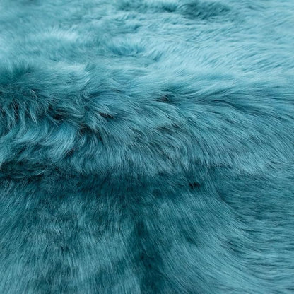 Genuine Sheepskin Rug New Zealand Fluffy Lambskin Rug, Natural Luxury Sheepskin Throw for Bedroom Living Room Children's Room - Premium Area Rug Chair Cover (2×6 Feet, Dark Teal Blue)