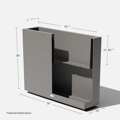Veradek Block Series Span Plastic Planter - Tall Rectangular Planter for Indoor or Outdoor Patio/Porch, Gray, 30" in Height, 10" in Width, 38" in Length