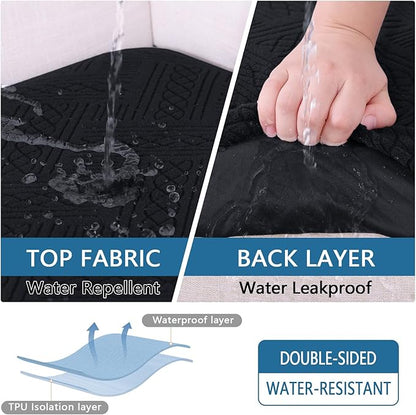 hyha Waterproof Couch Cushion Covers, Waterproof Sectional Couch Covers for Cushion Sofa for Pets, Stretch Sofa Slipcover Washable with Elastic Bottom(Back Cover M, Black)