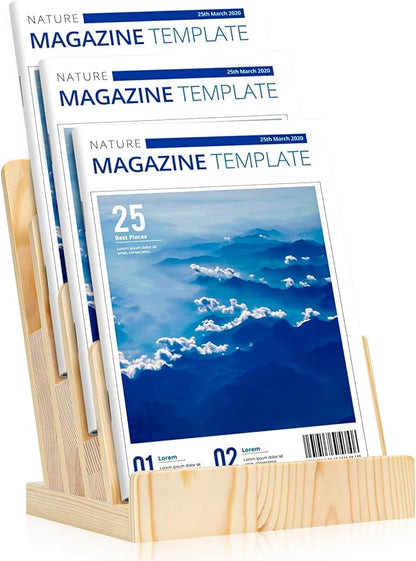 Pine 8.5×11 Inch Magazine Display Stand 4-Tier For 6×9 inch Literature Organizer Brochure Pamphlet Flyer Menu Holder Countertop Stand For Office Home