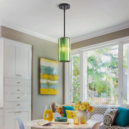 Modern Crystal Pendant Light Mini Dark Green Chandeliers Adjustable Pendant Lights Fixture for Kitchen Island Dinning Room Corridor Bedroom(Dark Green 2-Pack)