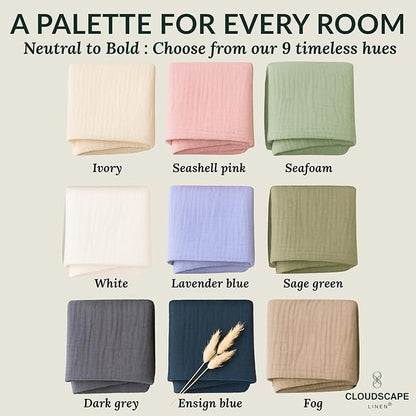 Cloud Scape Linen 8-Layer Muslin Blanket King Size for Adult - 100% Cotton, Breathable and Soft, Perfect Winter Cozy Blanket, Fits up to California King Bed, 92x108, Dark Grey
