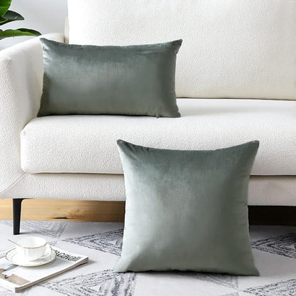 Artscope Luxury Velvet Pillow Covers Super Soft Decorative Square Throw Pillow Covers Case Cushion Covers for Sofa Couch Bedroom Car Decor 12x20 Inch Dark Grey