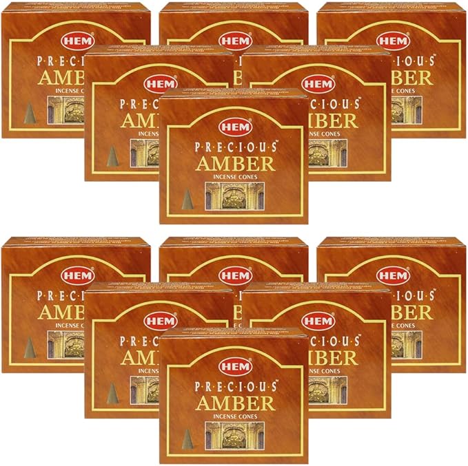 TRUMIRI Precious Amber Incense Cones & Cone Incense Burner Bundle: 120pcs (12 Sets of 10pcs)