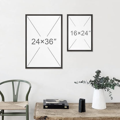 MUDECOR Framed Wall Art Print Set Pastel Waves Blue and White Tones Illustrations Modern Art Boho Decorative Colorful Chic for Living Room, Bedroom, Office - 24"x36"x3 Black