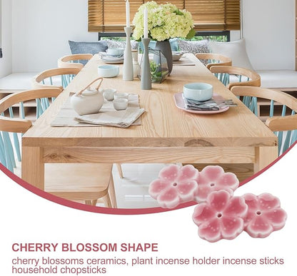 IMIKEYA 4pcs Cherry Blossom Ceramic Incense Holder Incense Stick Burner Incense Stick Porcelain Holder Decoration for Home Flower Chopsticks Rest Pottery Dishes Tray Ceramics Delicate