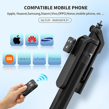 70" Tripod for Phone, Portable All in One Extendable Cell Phone Tripod Stand, Tall Travel Tripods for Recording Video Selfies Photo, with Wireless Remote Control for iPhone、Samsung、Android