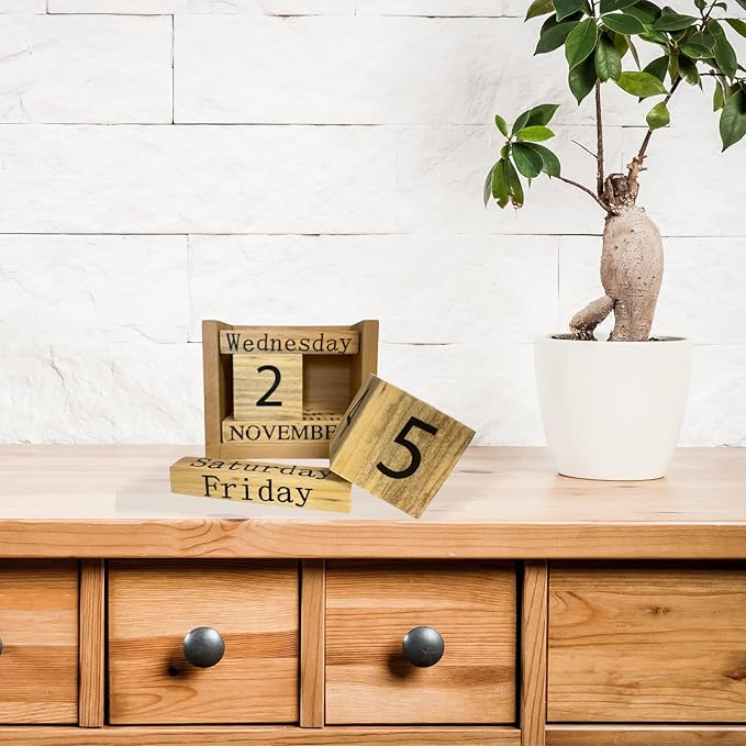 Office Calendar, Office Gift, Block Desk Calendars 2026, Lang Calendars 2026, Perpetual, Wood Office Accesory, Date Day Week Month, New Year, Christmas Gift, School.