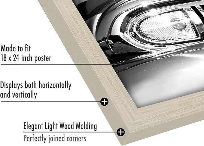 Americanflat 18x24 Poster Frame with Polished Plexiglass - Wide Picture Frames Made of Engineered Wood for Vertical or Horizontal Wall Display - Epic Collection - Light Wood