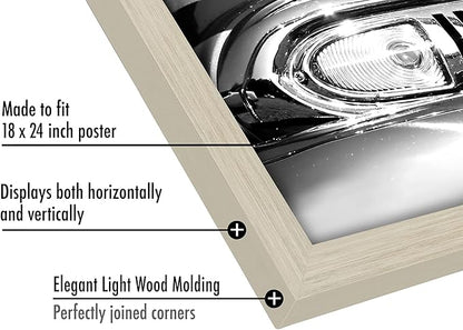 Americanflat 18x24 Poster Frame with Polished Plexiglass - Wide Picture Frames Made of Engineered Wood for Vertical or Horizontal Wall Display - Epic Collection - Light Wood