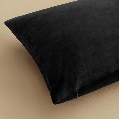 MIULEE Velvet Throw Pillow Covers 20x20 Inch, Pack of 2 - Black, Super Soft Decorative Square Cushion Cases Modern Luxury Home Decor for Sofa, Couch, Bed, Bedroom Livingroom