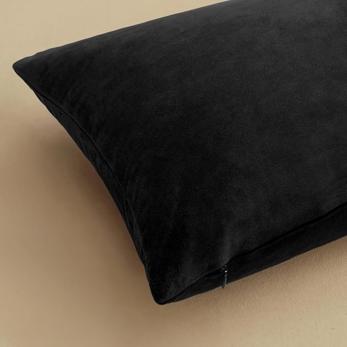 MIULEE Velvet Throw Pillow Covers 18x18 Inch, Pack of 2 - Black, Super Soft Decorative Square Cushion Cases Modern Luxury Home Decor for Sofa, Couch, Bed, Chair,Livingroom