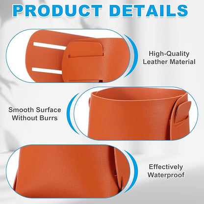 PATIKIL 2Pack Leather Desk Organizer, Leather Pencil Pen Holder Jewelry Valet Tray Hair Accessories Organizer for Bedroom Drawer Office Key Wallet Watch Pen Pencil Glasses, Orange