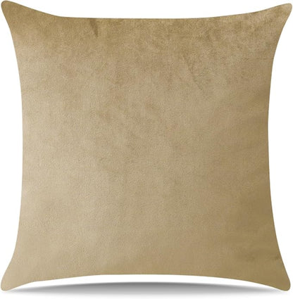Artscope Luxury Velvet Pillow Covers Super Soft Decorative Square Throw Pillow Covers Case Cushion Covers for Sofa Couch Bedroom Car Decor 18x18 Inch Tan