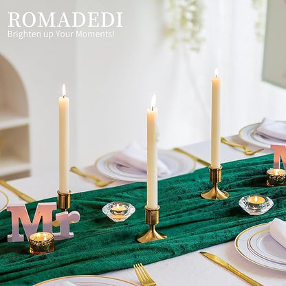 Romadedi Gold Candlestick Candle Holders for Taper, 2 PCS Gold Brass Color Candle Stick Candle Holder for Table Centerpiece, Wedding Reception, Festive Christmas Mantel Decoration or Home Decor