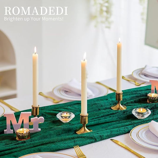 Romadedi Gold Candlestick Candle Holders for Taper, 2 PCS Gold Brass Color Candle Stick Candle Holder for Table Centerpiece, Wedding Reception, Festive Christmas Mantel Decoration or Home Decor