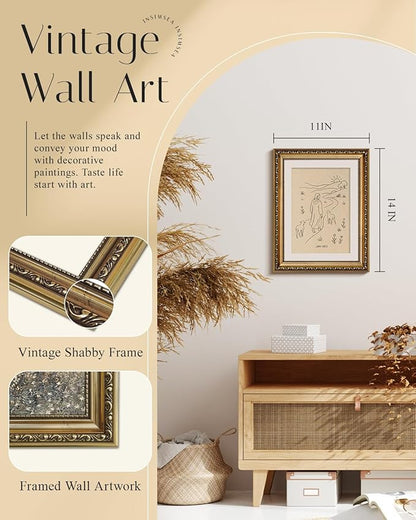InSimSea Gold Framed Canvas Wall Art Room Decor Minimalist Christian Jesus and Lamb Artwork Prints Home Decor for Bedroom Living Room Church Office 14×11inch