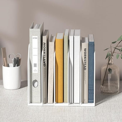 Vertical File Organizer for Desk - Metal Mesh File Holder with 5 Compartments, File Folder Rack & Document Storage Stand, File Sorter for Office/Home/School Use - 9.3" x 8.5" x 7.9"