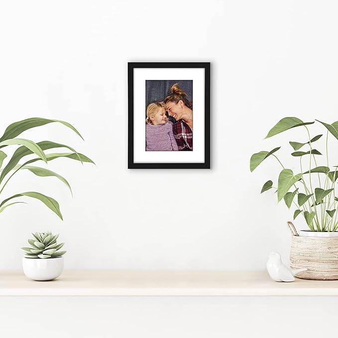 Americanflat 6x8 Picture Frame with Shatter-Resistant Glass - Use as 4x6 Frame with Mat or Display 6x8 Photo Without Mat - Streamline Collection - Picture Frames for Tabletop and Wall - Black