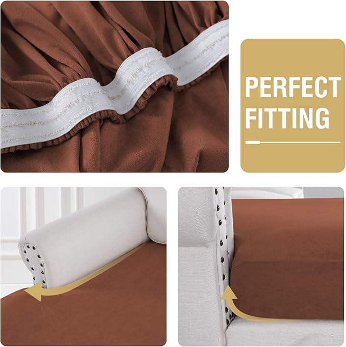H.VERSAILTEX Suede Chaise Lounge Cover Indoor Slipcover Stretch Sectional Couch Covers L Shape Sofa Both Left/Right Couch Seat Covers for Pets Washable(1 Piece Chaise Cover, Vintage Clay)