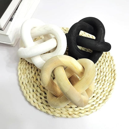 3-Ring Wooden Chain, Pine Wood Carving, Modern Home Minimalist Coffee Table Decoration, Living Room, Bedroom, Bookshelf, Porch Decoration(E)