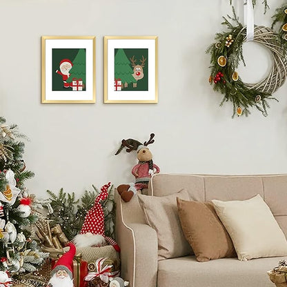upsimples 11x14 Picture Frame Set of 5, Display Pictures 8x10 with Mat or 11x14 Without Mat, Wall Gallery Photo Frames, Gold