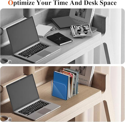 Jumyee Acrylic Magazine Holder with 3 Vertical Compartments, Clear Desk Mail Organizer Magazine File Rack, Book Holder Paper Folder Binder Holders Office Organization for Desk Accessories