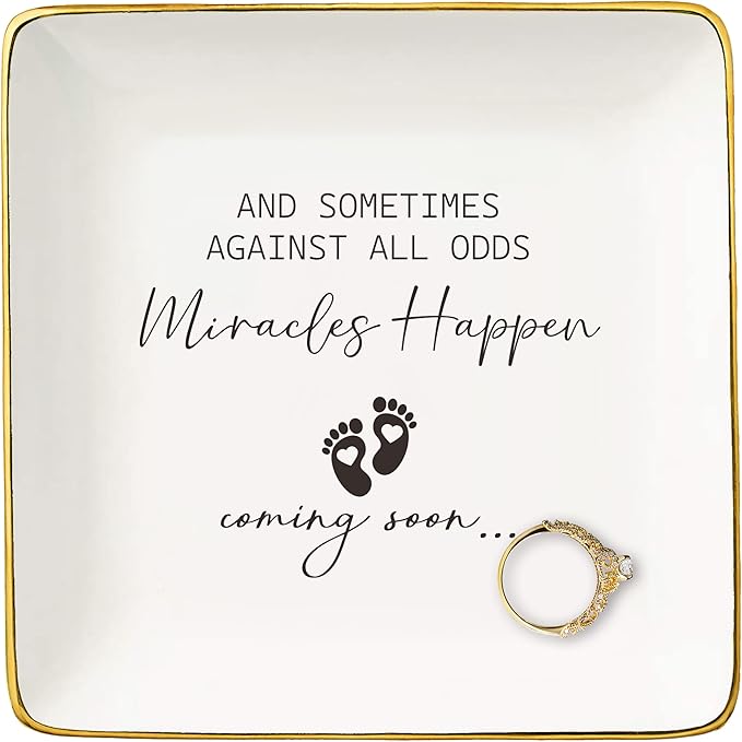 NZY Pregnancy Announcement Gifts-Promoted to Grandma,Aunt,Godmother-Mothers Day Christmas Gift-Baby Coming Soon-New Baby Reveal Present for Mom Sister Friends-Jewelry Tray Trinket Holder Ring Dish