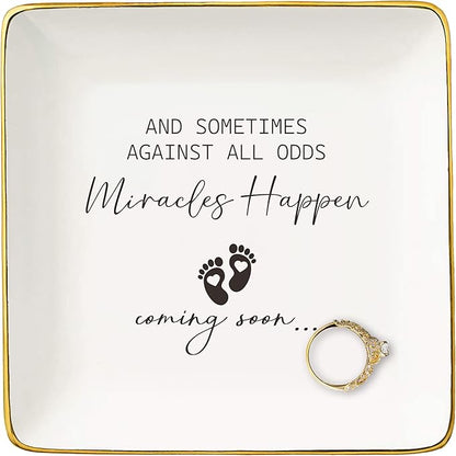 NZY Pregnancy Announcement Gifts-Promoted to Grandma,Aunt,Godmother-Mothers Day Christmas Gift-Baby Coming Soon-New Baby Reveal Present for Mom Sister Friends-Jewelry Tray Trinket Holder Ring Dish