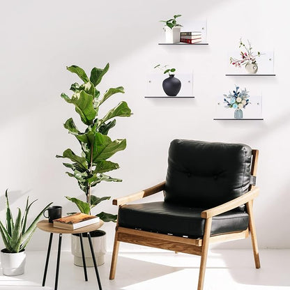 Yalikop 5 Pieces Small Floating Shelves for Wall 4'' Acrylic Mini Wall Shelf Acrylic Display Shelf Clear Hanging Shelves Room Decor for Bedroom, Bathroom, Living Room, Office