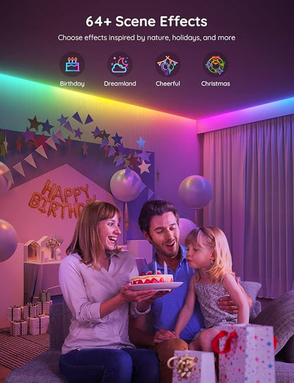 Govee 100ft RGBIC LED Strip Lights, Smart LED Lights for Bedroom, Bluetooth LED Strip Lights APP Control, DIY Multiple Colors on One Line, Color Changing LED Lights for Bedroom Decor, 2 Rolls of 50ft