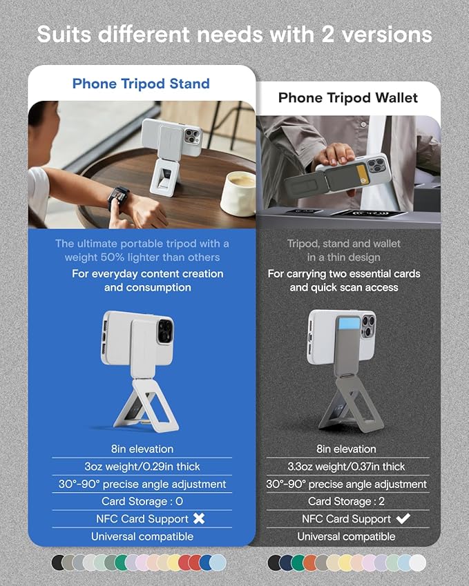 MOFT Phone Tripod Stand Selfie Stick for iPhone, Multi-Angles iPhone Stand, Lightweight & Portable Phone Holder, Strong Magnets, MOVAS Vegan Leather, Travel Essentials, Taupe (Without Card Slot)