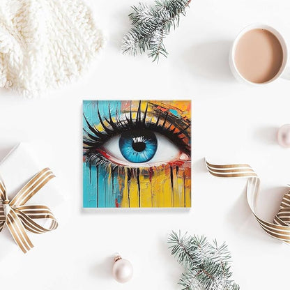 Decorative for Home Decor Paint Abstract Texture,Watercolor Eyes Acrylic Desk Decor 4x4 Tabletop Wall Sign - Presents for the Friends - Housewarming Presents